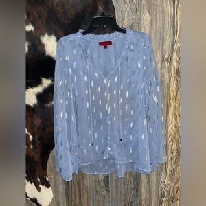 Jennifer Lopez size small new w tags blue and silver boho blouse